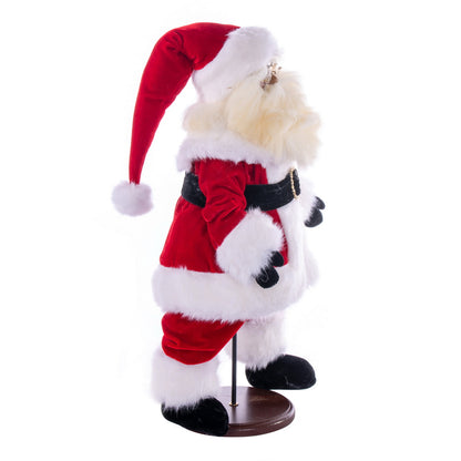 Vickerman 18" Red Traditional Velvet Dark Complexion Santa Doll with Stand. This Santa has glasses stand is removeable.