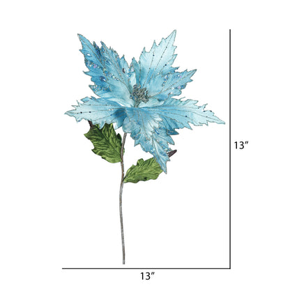 Vickerman 26" Sea Blue Velvet Poinsettia Artificial Christmas Pick 3 per Bag