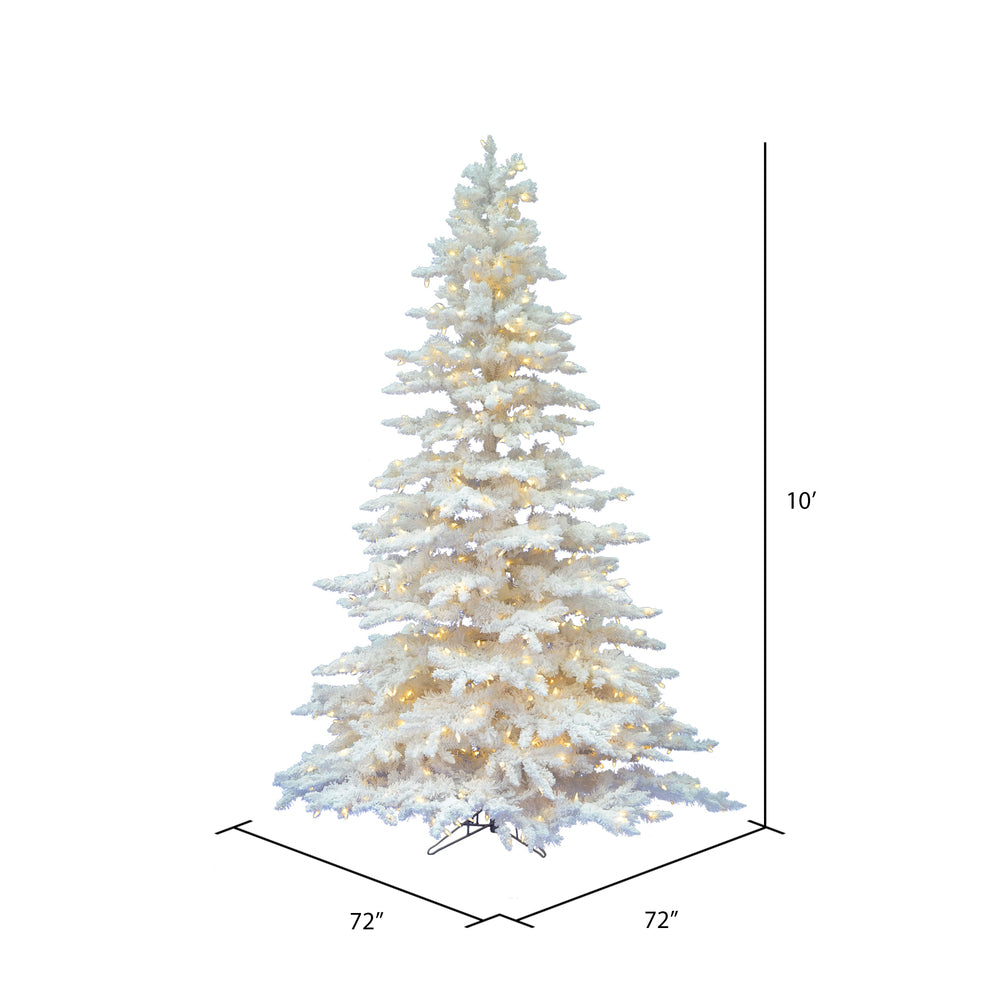 Vickerman 10' Flocked White Spruce Artificial Christmas Tree Pure White LED Lights