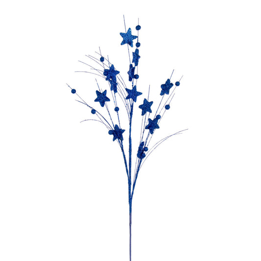 Vickerman 33" Blue Star and Ball Glitter Spray 6 per bag.