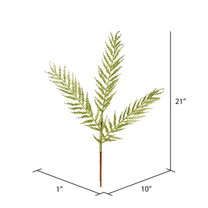 Vickerman 21" Lime Glitter Feather Fern Artificial Christmas Spray. Includes 12 sprays per pack.
