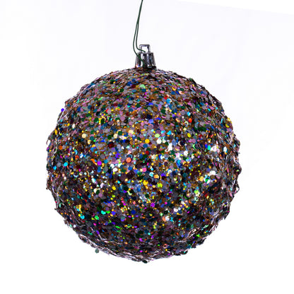 Vickerman 4.75" Multi-color Sequin Glitter Diamond Bauble Christmas Ornament 4 pieces per bag