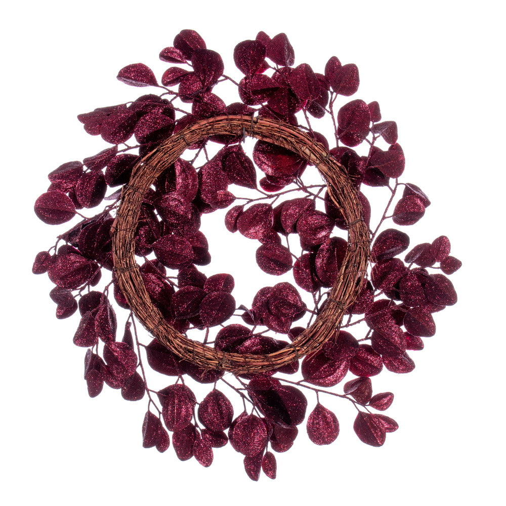 Vickerman 24" Burgundy Artificial Dogwood Glitter Wreath.