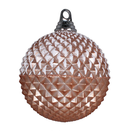 Vickerman 6.7" Rose Gold Candy Finish Durian Ball Ornament with Glitter Accents 2 per Bag