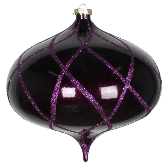 Vickerman 8" Plum Candy Glitter Net Onion Christmas Ornament