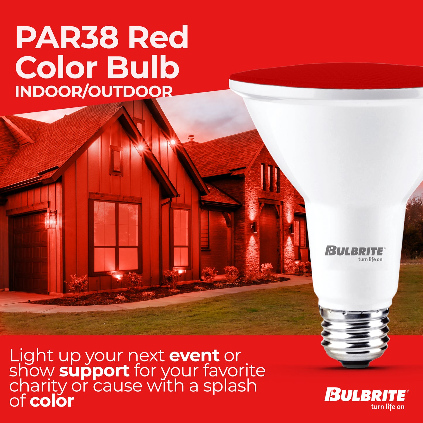 Bulbrite 772500 90-Watt Equivalent, Red Color PAR38 Weatherproof Outdoor E26 Medium Base Flood LED Light Bulb