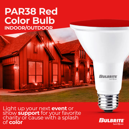 Bulbrite 772500 90-Watt Equivalent, Red Color PAR38 Weatherproof Outdoor E26 Medium Base Flood LED Light Bulb