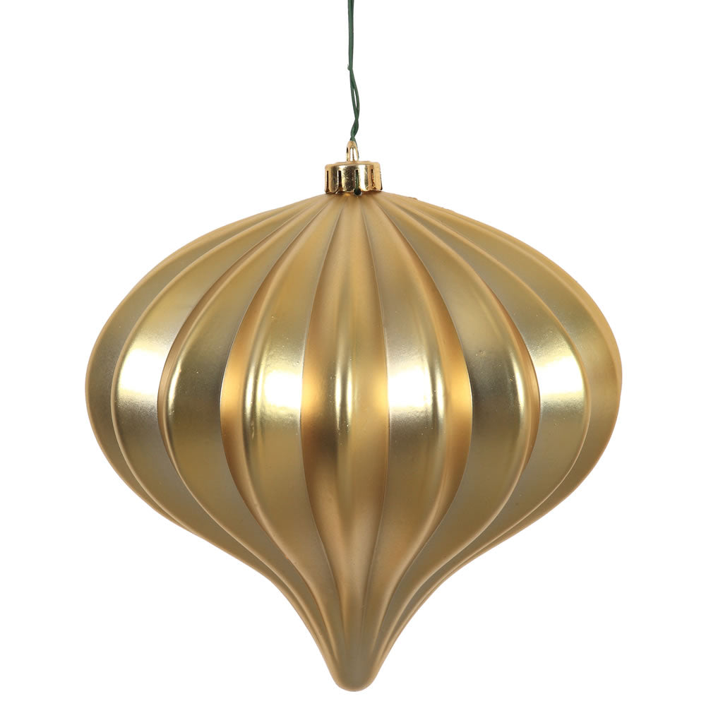 Vickerman 5.7" Gold Matte Onion Christmas Ornament UV treated Set of 3