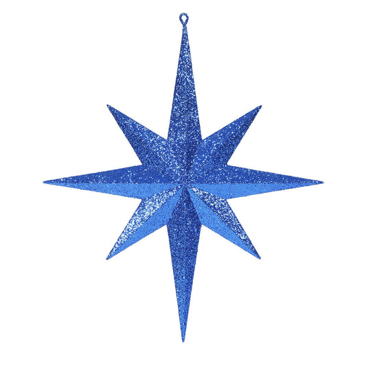 Vickerman 15.75" Blue Iridescent Glitter Bethlehem Star Christmas Ornament