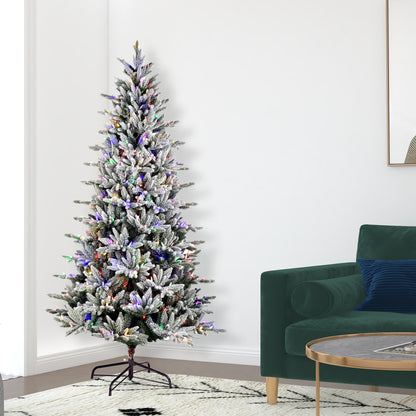 Vickerman 6.5' x 38" Flocked Vail Pine Artificial Christmas Tree Multi-colored Dura-Lit® LED Lights