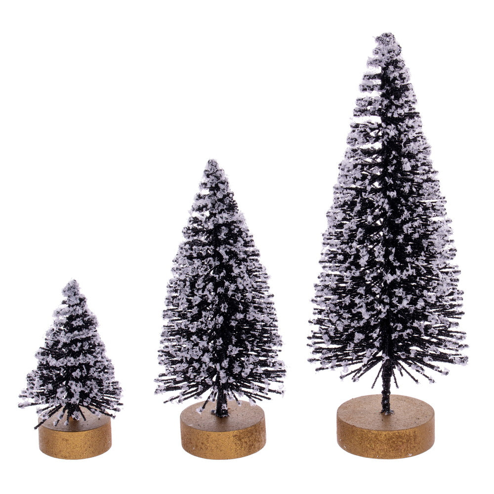 Vickerman 3"-5"-7" Black Sisal Bottle Brush Tree Set Set of 3