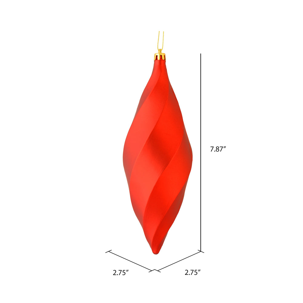 Vickerman 8" Red Matte Swirl Finial Ornament Pack of 6