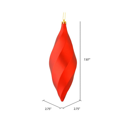Vickerman 8" Red Matte Swirl Finial Ornament Pack of 6