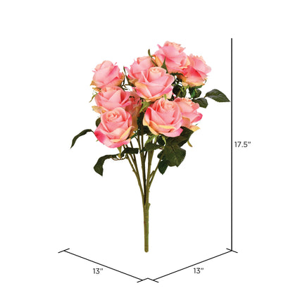 Vickerman 17.5" Artificial Pink Rose Bush.