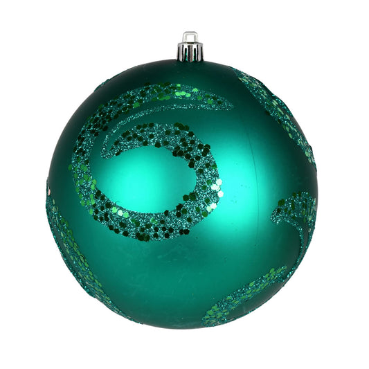 Vickerman 4.75" Teal Matte Sequin Swirl Ornament 4 per Bag