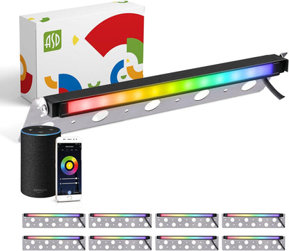 ASD Lighting LED Hardscape Light Swivel 12inch 5W 12V 2700-6500K RGBW Smart APP Control with Hub Bronze ETL 8 pack