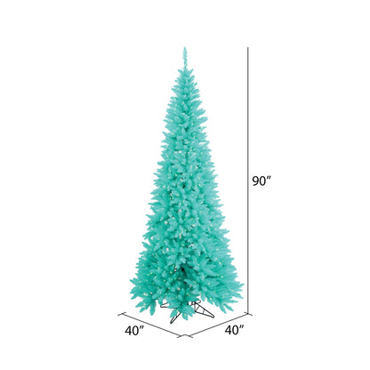 Vickerman 7.5' Aqua Fir Slim Artificial Christmas Tree Aqua Dura-lit LED Lights
