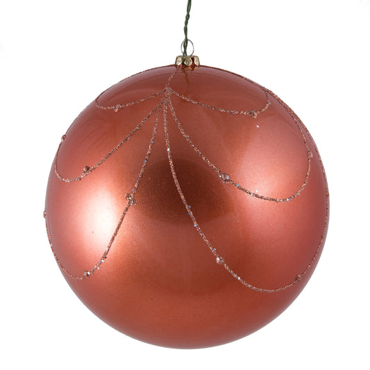 Vickerman 6" Coral Candy Finish Curtain Ornament with Glitter Accents 3 per Bag