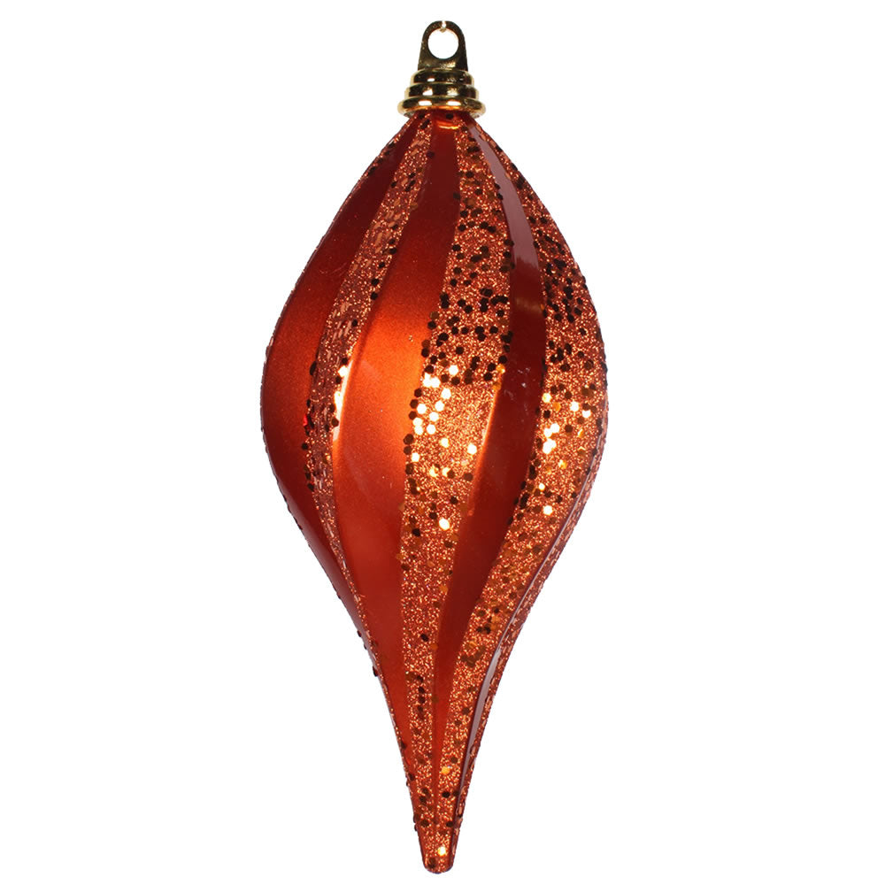 Vickerman 12'' Orange Glitter Swirl Drop Christmas Ornament