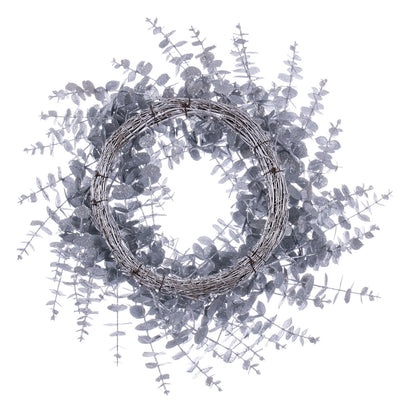 Vickerman 24" Silver Artificial Eucalyptus Glitter Wreath.