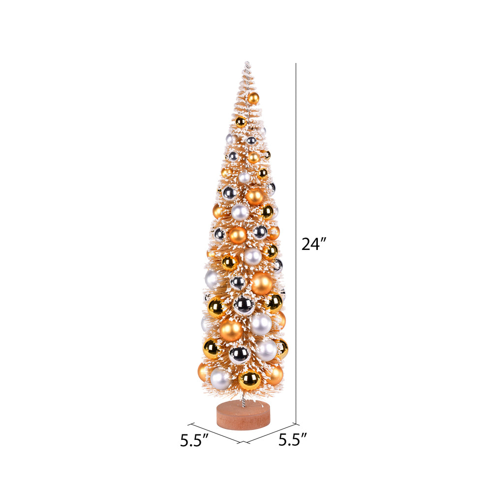 Vickerman 24" Vintage Tabletop Frosted Gold Artificial Christmas Tree Gold Silver Ornament