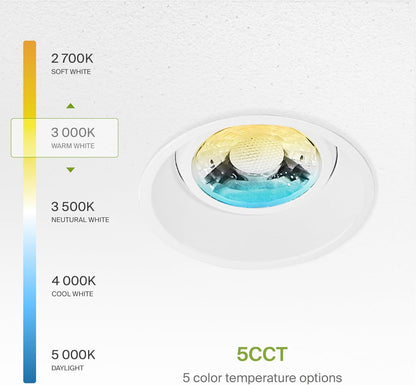 ASD Lighting LED Trimless Downlight Gimbal Round 3inch 12W 120V Triac 2700/3000/3500/4000/5000K White ETL