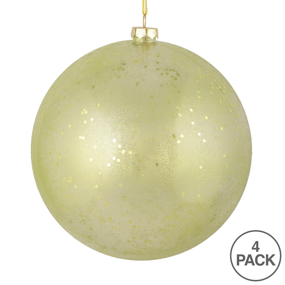 Vickerman 6" Celadon Glitter Clear Ball 4 per Bag