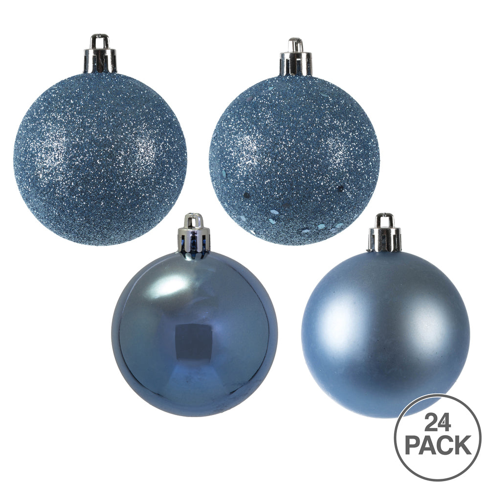 Vickerman 2.4" Periwinkle 4-Finish Ball Ornament Assortment 24 per Box