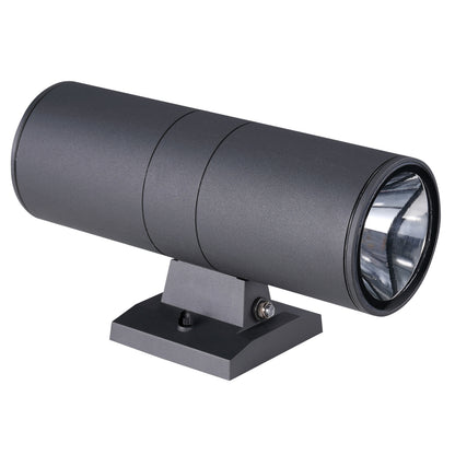 ASD Lighting BULB Round Outdoor Wall Cylinder with Photocell, Up and Downlight Fixture, 120V, 40W, 11.81", 50°, Black Finish, 2Pack
