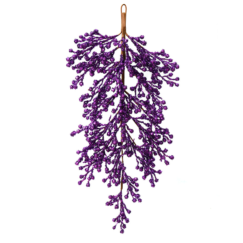 Vickerman 33" Purple Glitter Berry Artificial Christmas Door Swag Unlit