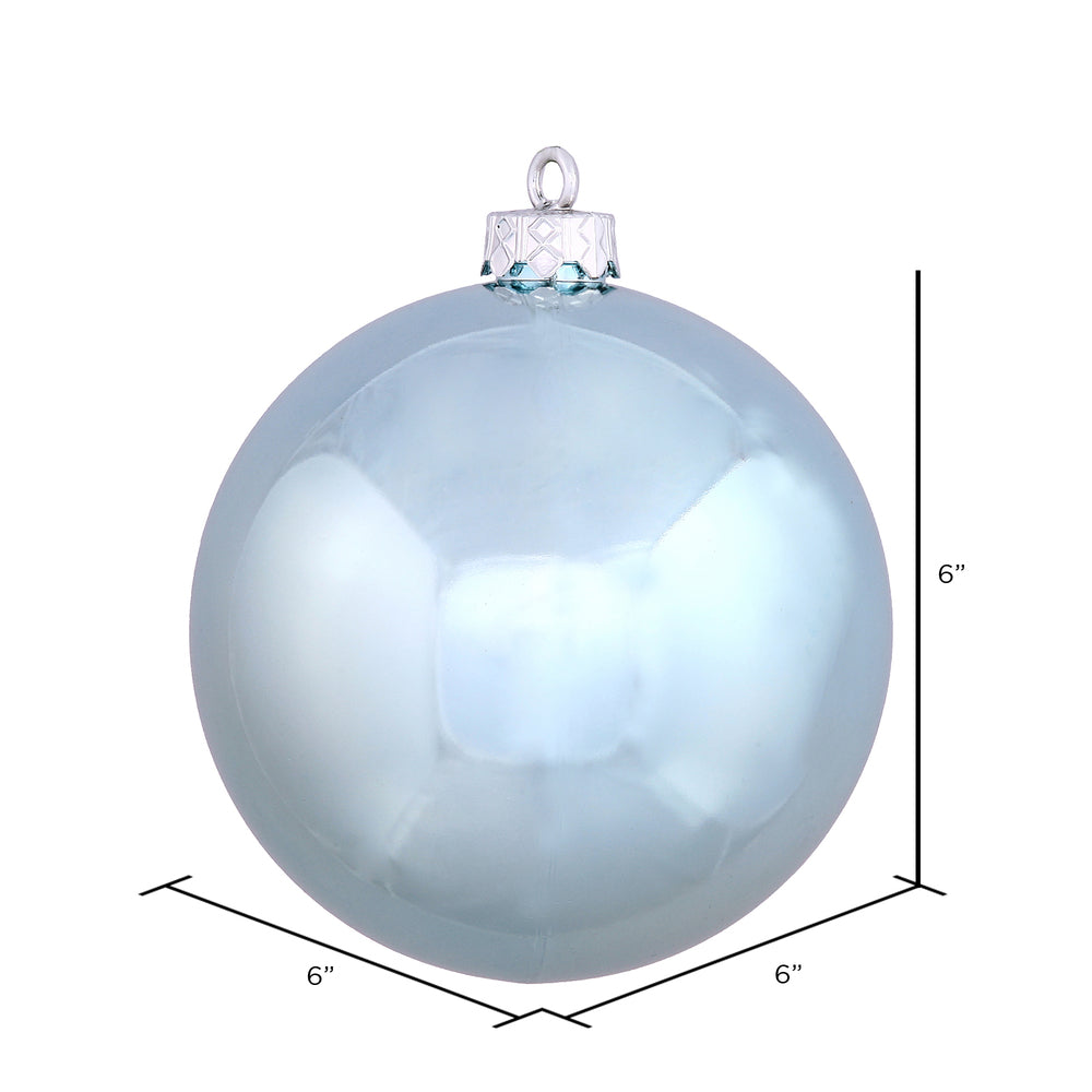 Vickerman 6" Baby Blue Shiny Ball Ornament 4 per Bag