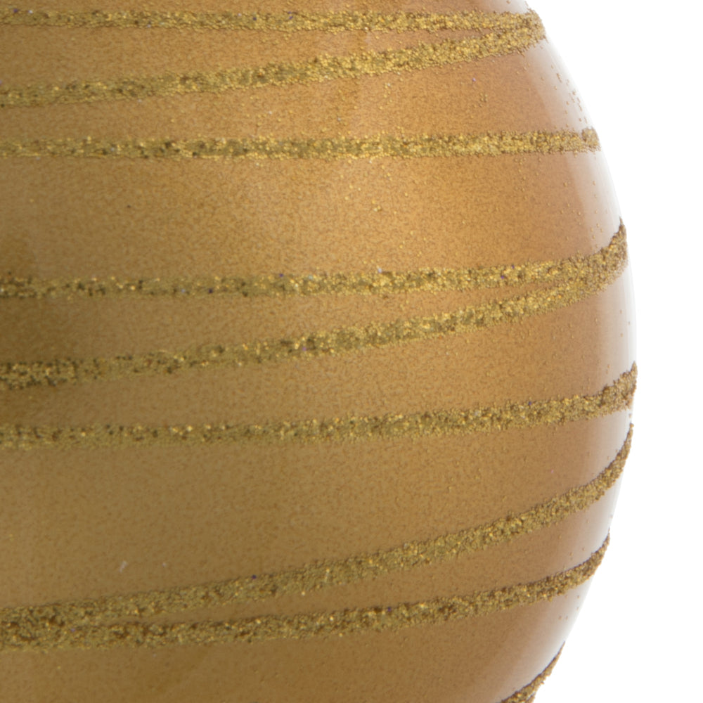 Vickerman 4" Honey Gold Candy Finish Ball Ornament with Glitter Lines 4 per Bag
