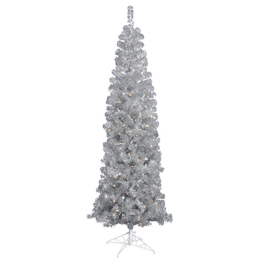 Vickerman 5.5' Silver Pencil Artificial Christmas Tree Warm White Dura-lit LED Lights.