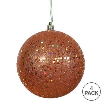 Vickerman 4.75" Burnished Orange Sequin Ball Ornament 4 per Bag