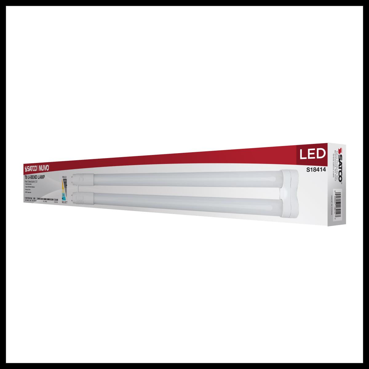 Satco 11.5/13/15 Wattage Selectable T8 U-Bend LED; 30K/35K/40K/50K/65K CCT Selectable; 1-Inch; Frost Finish; 120-277 Range Voltage