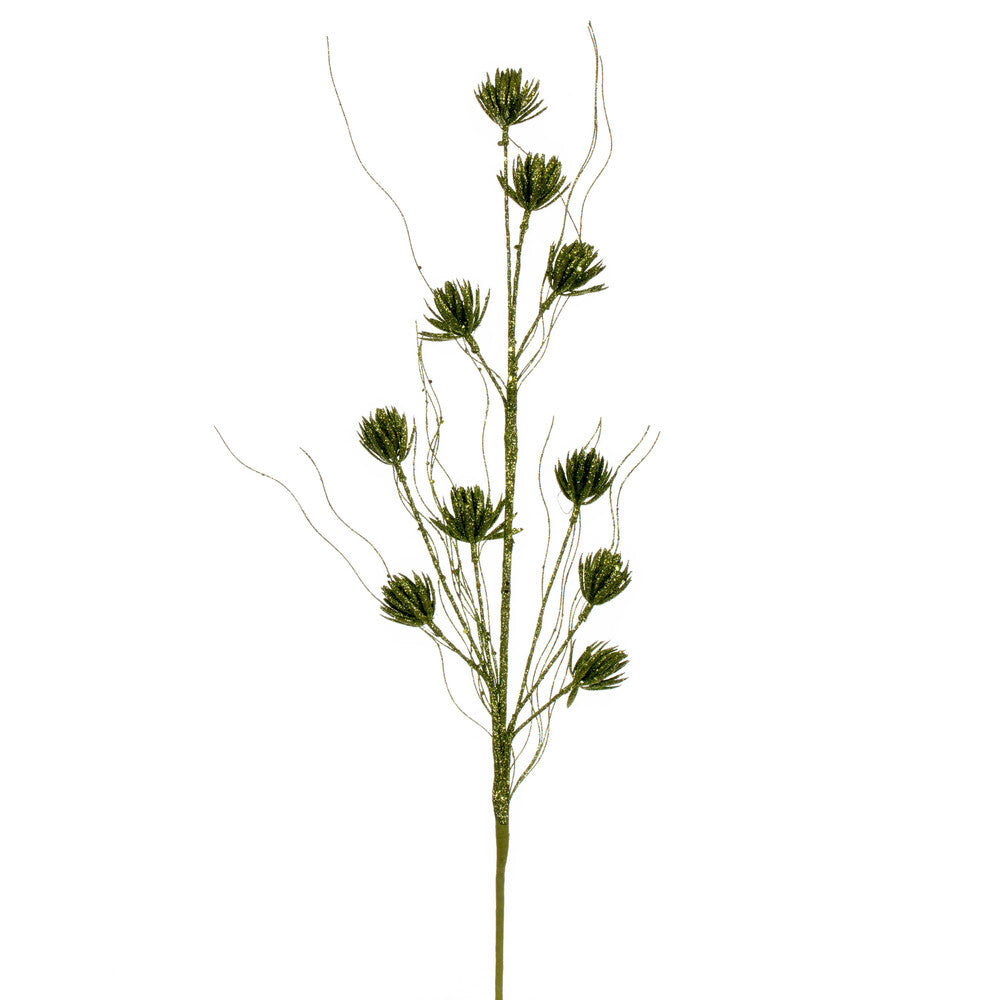 Vickerman 30" Lime Mini Flower Glitter Spray 6 per bag.