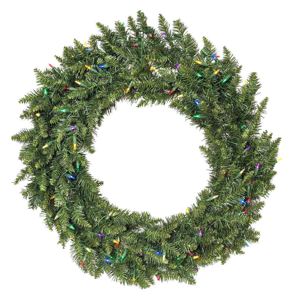 Vickerman 36" Camdon Fir Artificial Christmas Wreath Multi-colored LED Mini Lights