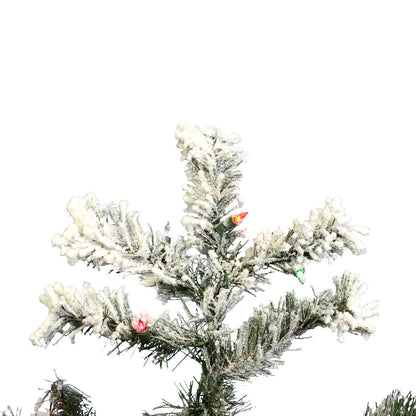 Vickerman 4.5' Flocked Alaskan Pine Artificial Christmas Tree Multi-Colored Dura-Lit lights