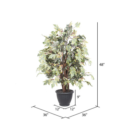 Vickerman 4' Artificial Frosted Maple Extra Full Bush Gray Round Plastic Container.