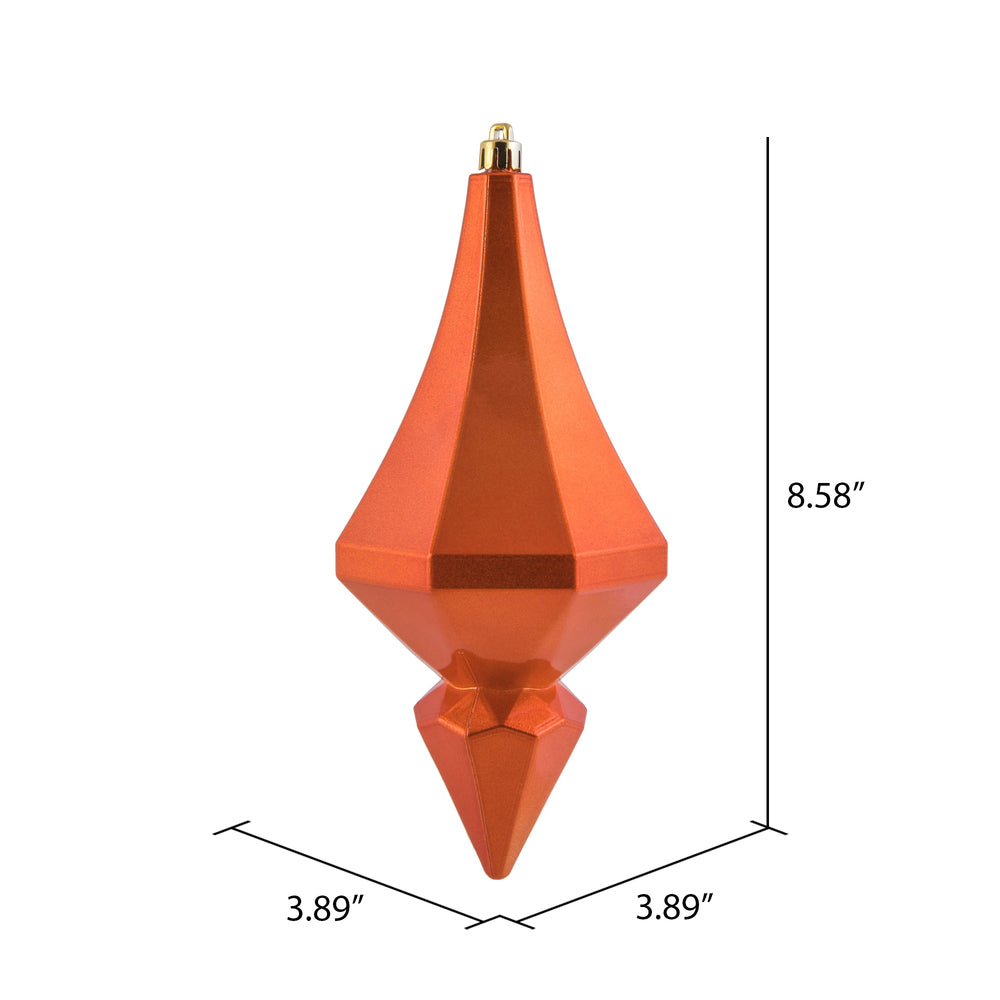 Vickerman 8" Burnish Orange Candy Finish Diamond Finial Ornament Pack of 2