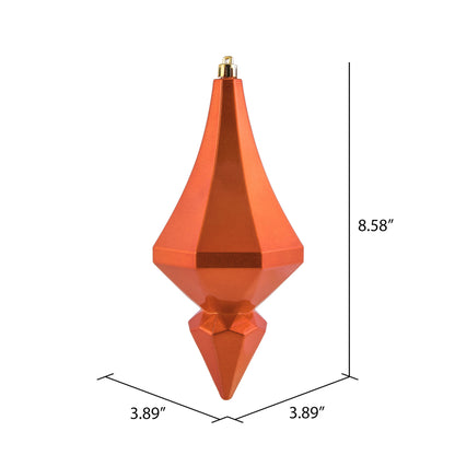 Vickerman 8" Burnish Orange Candy Finish Diamond Finial Ornament Pack of 2