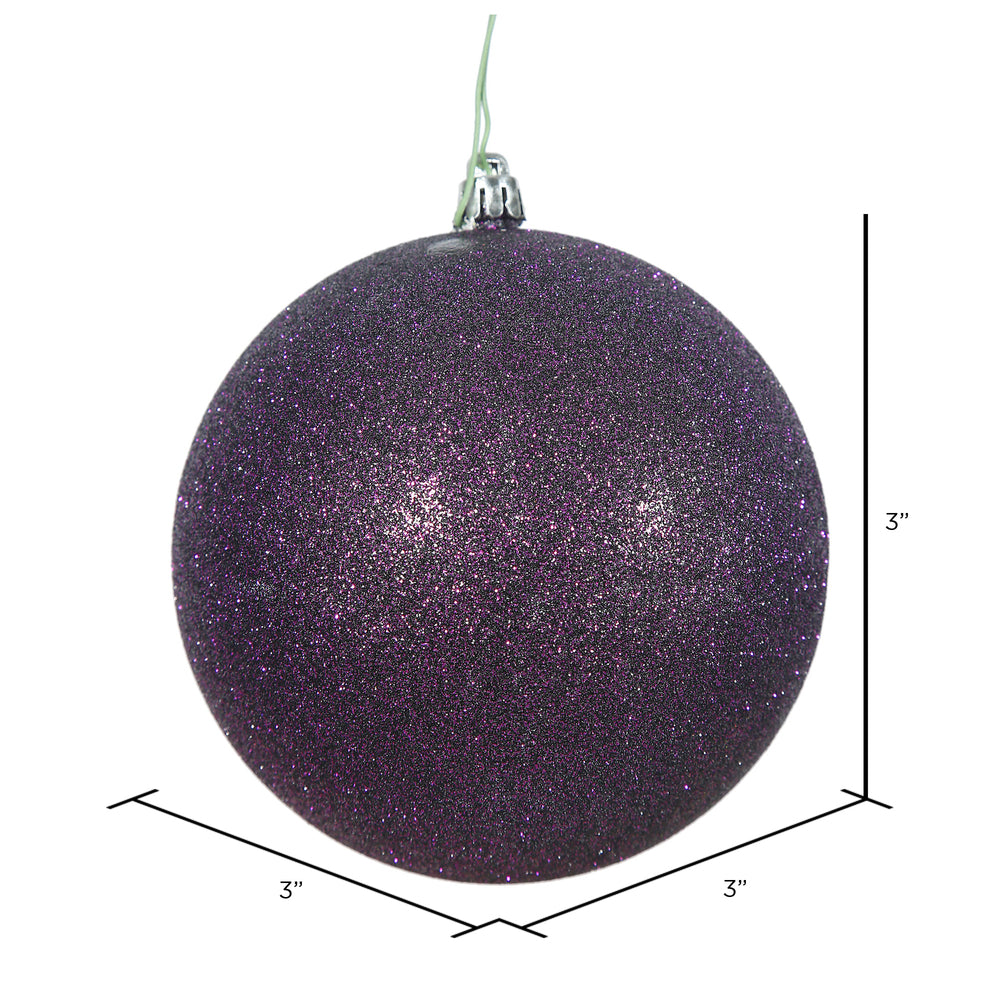 Vickerman 3" Plum Glitter Ball Ornament 12 per Bag