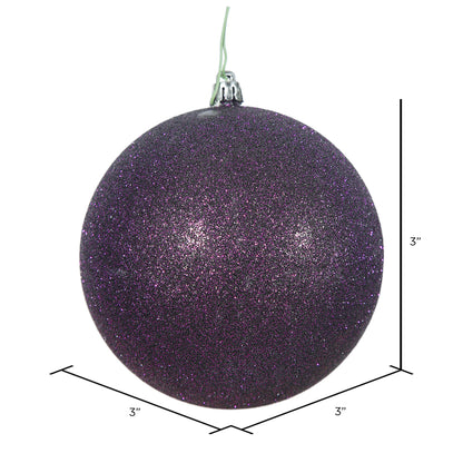 Vickerman 3" Plum Glitter Ball Ornament 12 per Bag