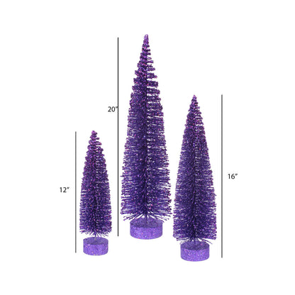 Vickerman 12"/16"/20" Purple Glitter Oval Artificial Christmas Tree Unlit