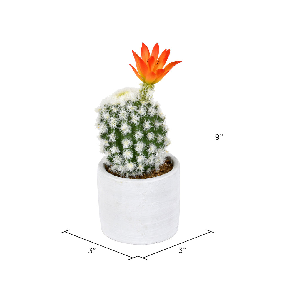 Vickerman 9" Artificial Green Cactus in Cement Pot Pack of 2