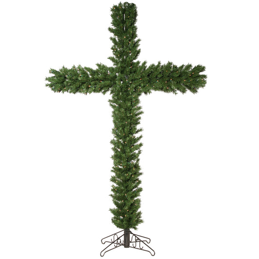 Vickerman 7.5' Artificial Christmas Cross Warm White Dura-lit LED Lights