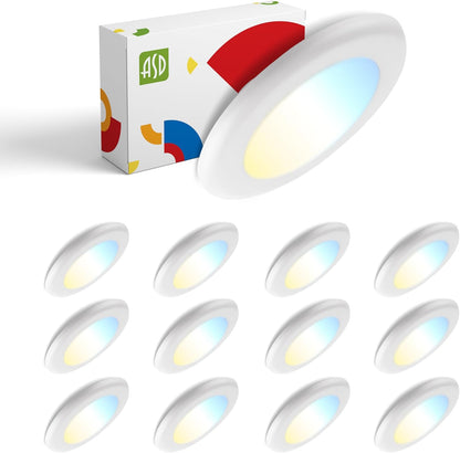 ASD Lighting LED Disk Light 4inch 10W 120V Triac 2700/3000/3500/4000/5000K White UL Energy Star 12 pack