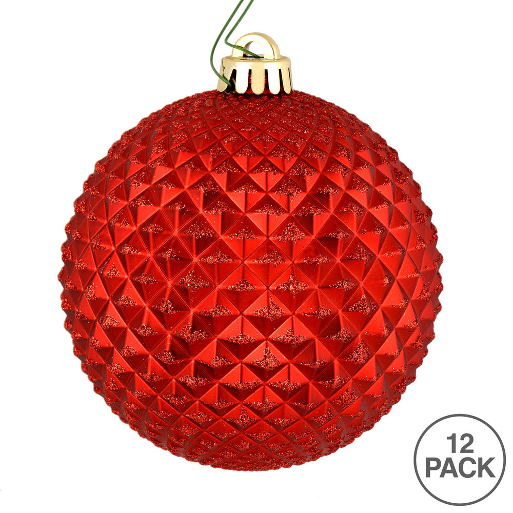 Vickerman 2.75" Red Durian Glitter Ball Ornament 12 per Bag