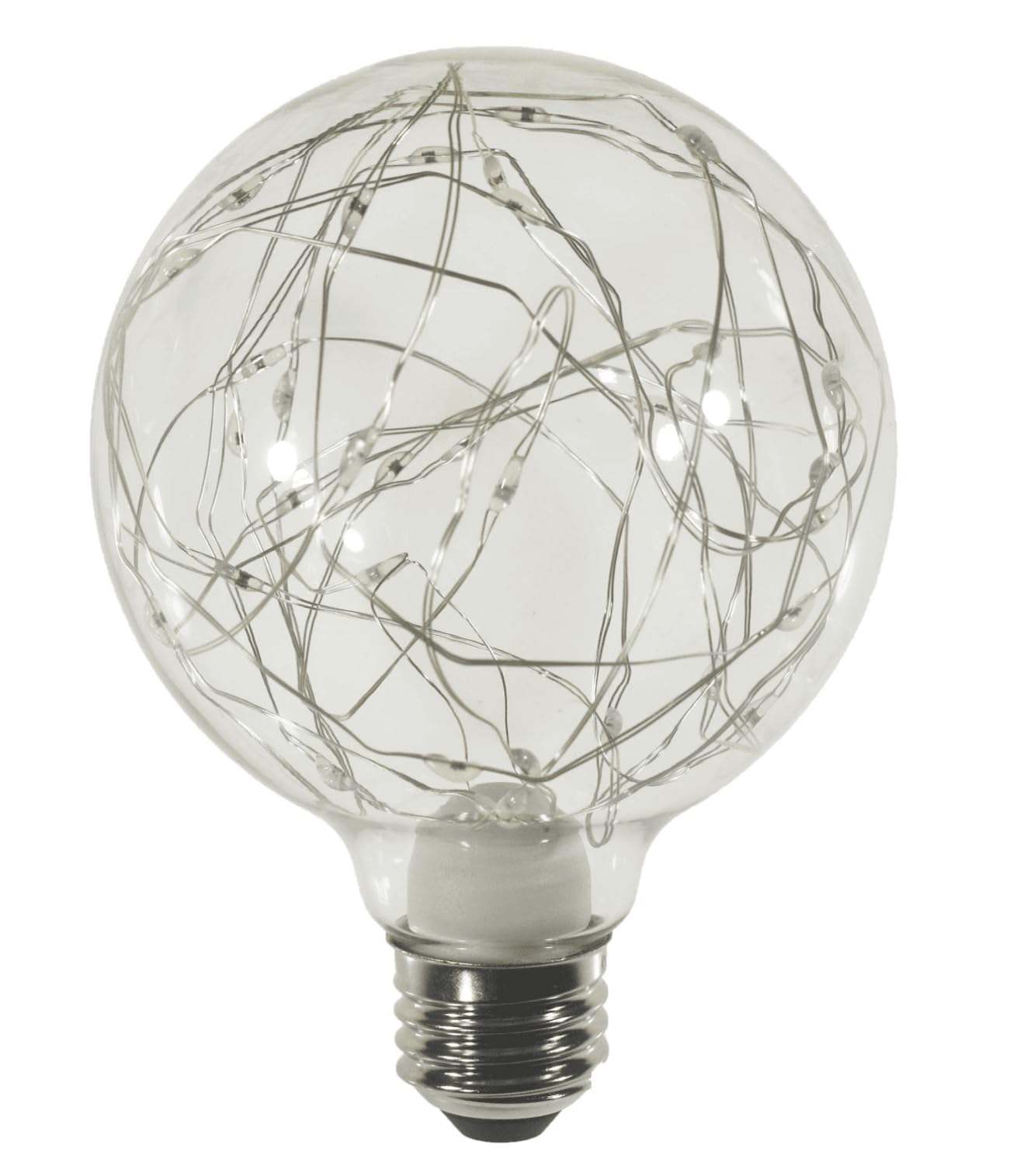 Damar- G30 LED Globe String Light Bulbs Decorative Twinkle Red Green Blue (RGB) Fairy-Lights Glow 2W E26 Medium Base 110-130V Pack of 4- Christmas Round Clear Ball Light for Patio Backyard Bedroom