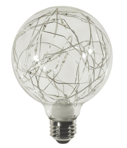 Damar- G30 LED Globe String Light Bulbs Decorative Twinkle Red Green Blue (RGB) Fairy-Lights Glow 2W E26 Medium Base 110-130V Pack of 4- Christmas Round Clear Ball Light for Patio Backyard Bedroom